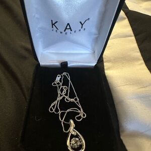 Kay Jewelers Silver Teardrop Pendant Necklace with Sparkling Accent